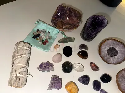 Assorted Crystal Collection (from India, Bali, Vietnam etc) including new Sage Smudge Stick