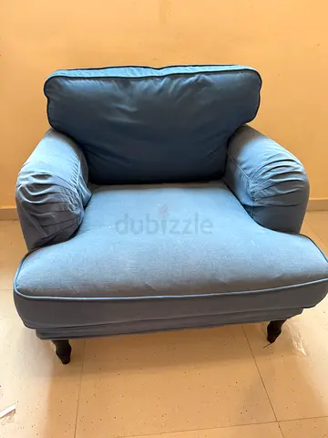 Comfortable Single-Seat Armchair in Blue Fabric