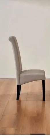 Gray Upholstered Dining Chair with Dark Wood Legs - Single