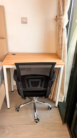 Compact Wooden Study Desk with Ergonomic Office Chair - Good Condition