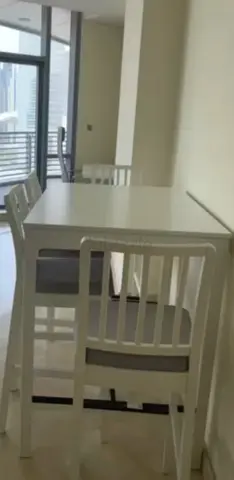 White Wooden Dining Table with 4 Chairs - Compact Set