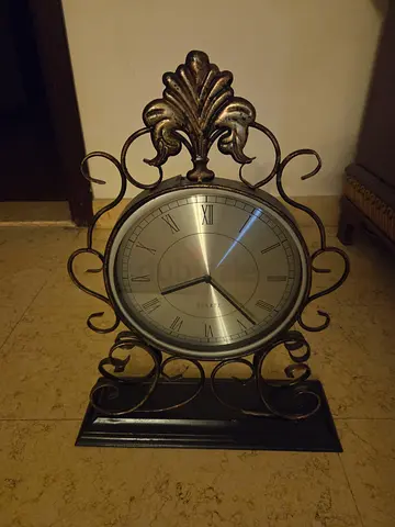 Decorative Metal Standing Wall Clock - Antique Finish