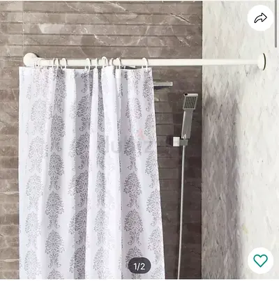 L or U shape shower curtain rod