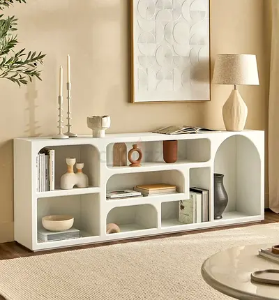 Modern White Open Display Cabinet / Console Shelf