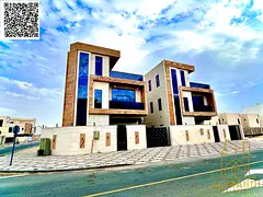 Excellent villa in Al Bahia area, Ajman, with a private pool, distinctive design, freehold ownership
