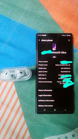 Samsung Galaxy Note 20 Ultra-5G UAE 🇦🇪 TDRA Version 12gb/256gb And Galaxy Buds3 Pro Korean Version