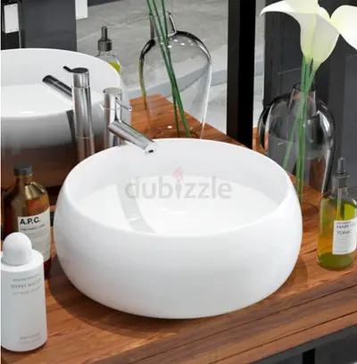 Modern Basin Round Ceramic White 40x15 Cm