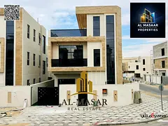 Excellent villa in Al Bahia area, Ajman, with a private pool, distinctive design, freehold ownership