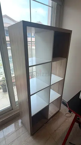 Tall 8-Cube Bookcase / Display Shelf - Wood Finish