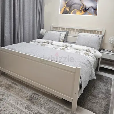 IKEA Wooden King White bed set 6pcs like new
