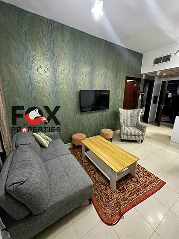 Furnished 1BR for rent in City Tower Al Nuaimiya 3 balcony 2 baths free parking 4 payments