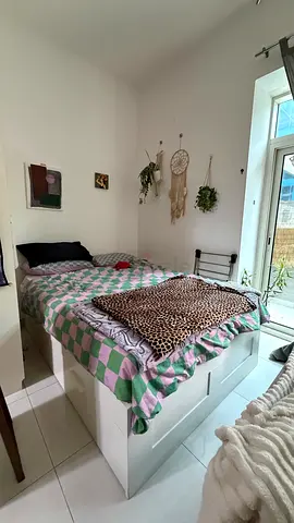 BRIMNES bed frame with storage, white, 190 x 140 cm (with drawers) - good condition