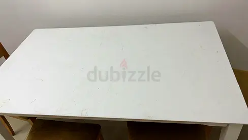 White rectangular dining/working table – sturdy, used