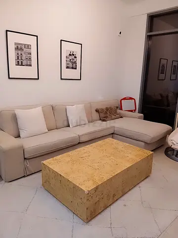Beige L-shaped 3-seater Sofa (very comfortable) with Carpet