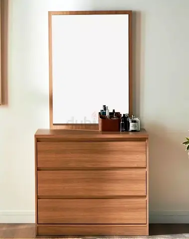 Wooden 3-Drawer Dresser with Mirror - Good Condition
