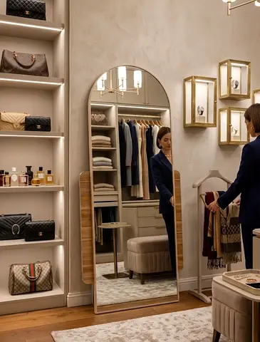 Large Arched Full-Length Floor Mirror - Gold Frame