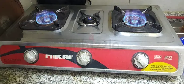 Nikai 3-Burner Stainless Steel Gas Stove - Used, Working