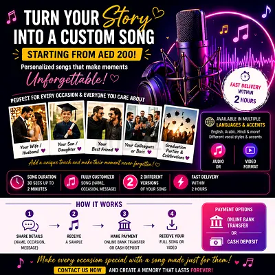 Custom Personalized Song — Turn Your Story into a Song (From AED 200)