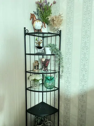 Black Metal Wall Shelf Unit with Decorative Display Shelves