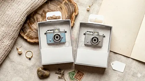 كاميرا رقمية صغيرة بتصميم كلاسيكي مميز - جديدة (حبتين)