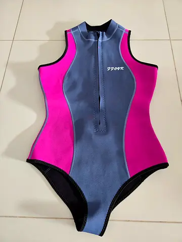Pink  Grey Neoprene Wetsuit Swimsuit - Size Medium