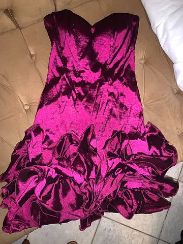 Bebe Deep Magenta Ruffle Off-Shoulder Dress - Size 8 Good