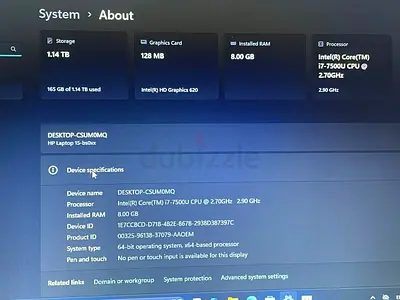 Hp core i7 7th generation/ two hardesk 256 SSD 1Tb Hdd