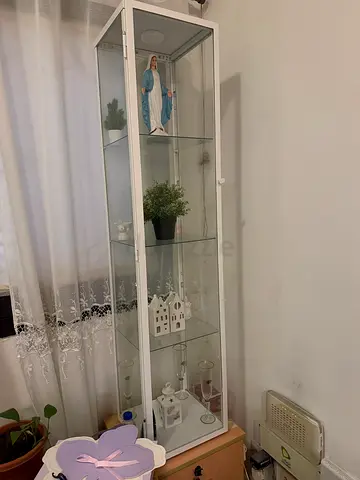 White Glass Display Cabinet / Curio Cabinet - Tall Showcase