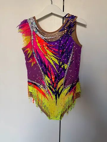 Rhythmic gymnastics/leotard colorful competition costume, size likely youth/adult S