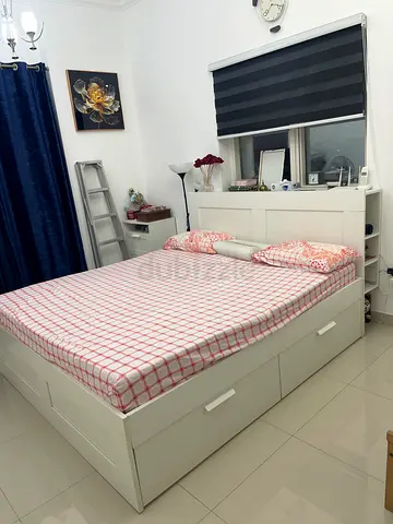 White King Bed with Storage Drawers - Good Condition