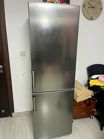 Stainless Steel Double Door Refrigerator with Bottom Freezer - Good Condition