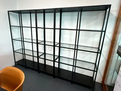 Large Black Metal Open Bookshelf Unit (2pc-51x175, 2pc-100x175) (4pcs - AED 500 all pick up price)