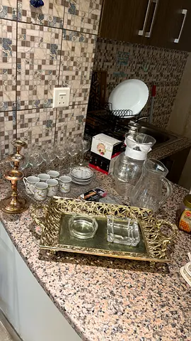 Assorted Glassware and Decorative Tray Set - Good Condition