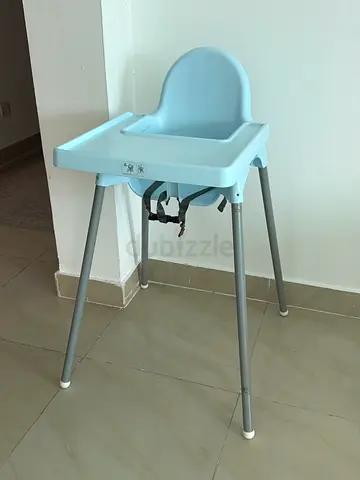 IKEA Light blue baby high chair with safety harness - good condition