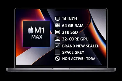 MACBOOK PRO M1 MAX 64GB RAM 2TB SSD 14 INCH 32GPU SPACE GREY SEALED