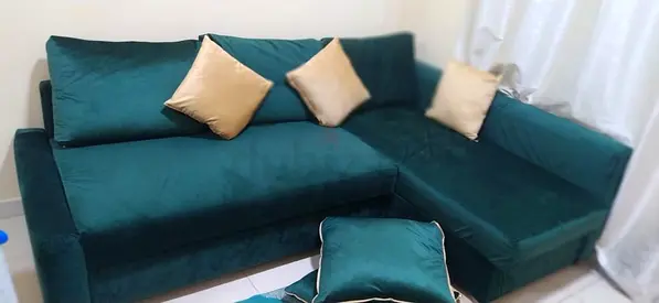 Sofa bed with storage and pillows
