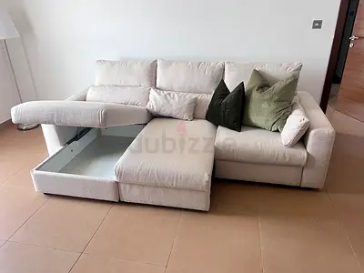 Ikea Eskilstuna L shape sofa bed with storage beige