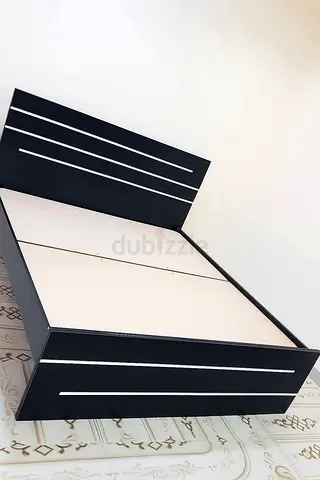 Black Double Bed Frame with Headboard and Low Footboard
