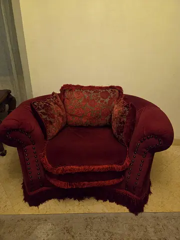 Classic Maroon 3-Piece Living Room Sofa Set