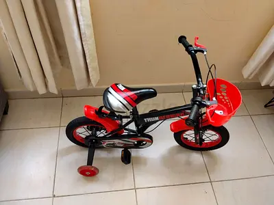 Kids 12-inch Red  Black Bicycle with Training Wheels - Good Condition