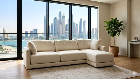 Crategbarrel L Shape Sofa Beige Excellent condition