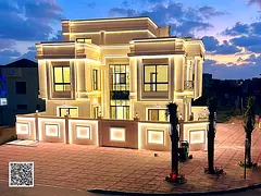 Villa (corner) (with swimming pool) for sale in Ajman | Al Helio 2 area | 5 bedrooms, majlis, 3 hall