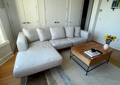 West Elm L Shape Sofa Beige Excellent Condition