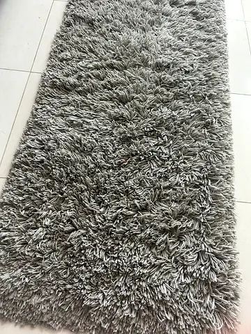 Grey Shaggy Runner Rug - Good Condition