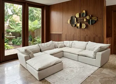 2XL Home Feather Filled Sofa Beige Excellent condition