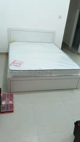 White Wooden Double Bed Frame with Headboard and Storage