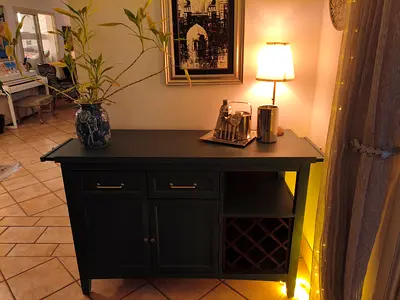 Solid Wood Sideboard Cabinet with Wine Rack and Drawers