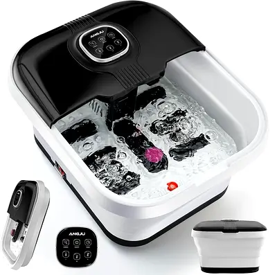 3191 - Angju Collapsible Foot Spa with Heat,Remote Temperature Control and Bubble,Foot Bath Massager