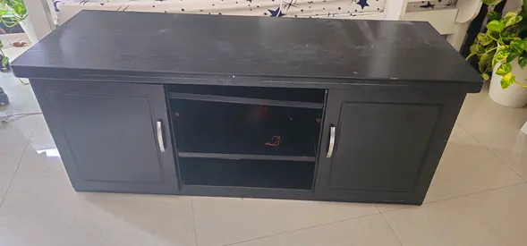 Black TV Stand / Entertainment Unit with Storage - Good Condition