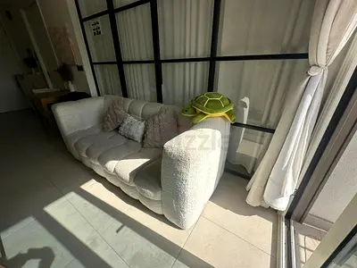 Cream Bouclé 3-Seater Sofa in Good Condition